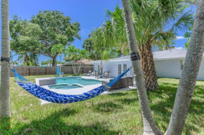 Blue Palm Home with Pool, Hot Tub, Nearby Beach, Outdoor Shower